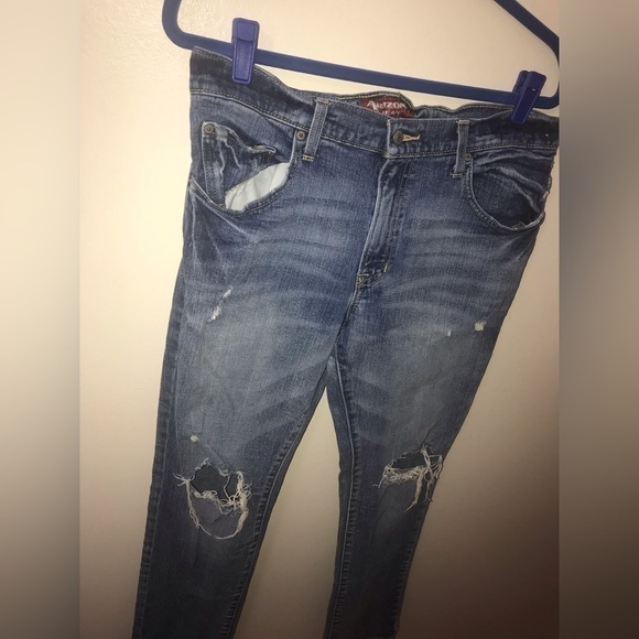 Arizona Jeans Co Mens Cotton Distressed Slim Fit Skinny Denim Jeans Size 31 X 32 - Picture 6 of 12